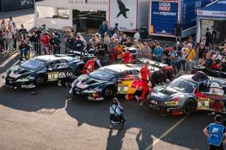 53. ADAC RAVENOL 24h N&uuml;rburgring 2025 - Foto: Gruppe C Photography; #27 Lamborghini Huracan GT3 EVO2, Red Bull Team Abt: Jordan Pepper, Mirko Bortolotti, Daniel Juncadella; #28 Lamborghini Huracan GT3 EVO2, Abt Sportsline: Marco Mapelli, Christian Engelha | Gruppe C Photography