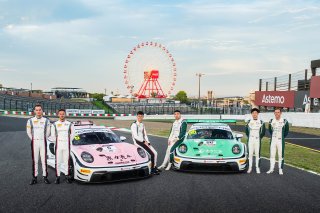 49th SUZUKA 1000km - Intercontinental GT Challenge Round 4 - Foto: Gruppe C Photography; #6 Porsche 911 GT3 R (992), Origine Motorsport: Laurin Heinrich, Alessio Picarello, Bastian Buus; #86 Porsche 911 GT3 R (992), Origine Motorsport: Kerong LI, Anders F | Gruppe C GmbH