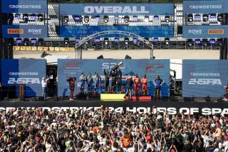 Overall Podium (l-r) #96 - Rutronik Racing - Sven MULLER - Patric NIEDERHAUSER - Alessio PICARIELLO - Porsche 911 GT3 R (992), #63 - GRT - Grasser Racing Team - Mirko BORTOLOTTI - Jordan PEPPER - Luca ENGSTLER - Lamborghini Huracan GT3 EVO2, #51 - AF Cors | SRO / JEP